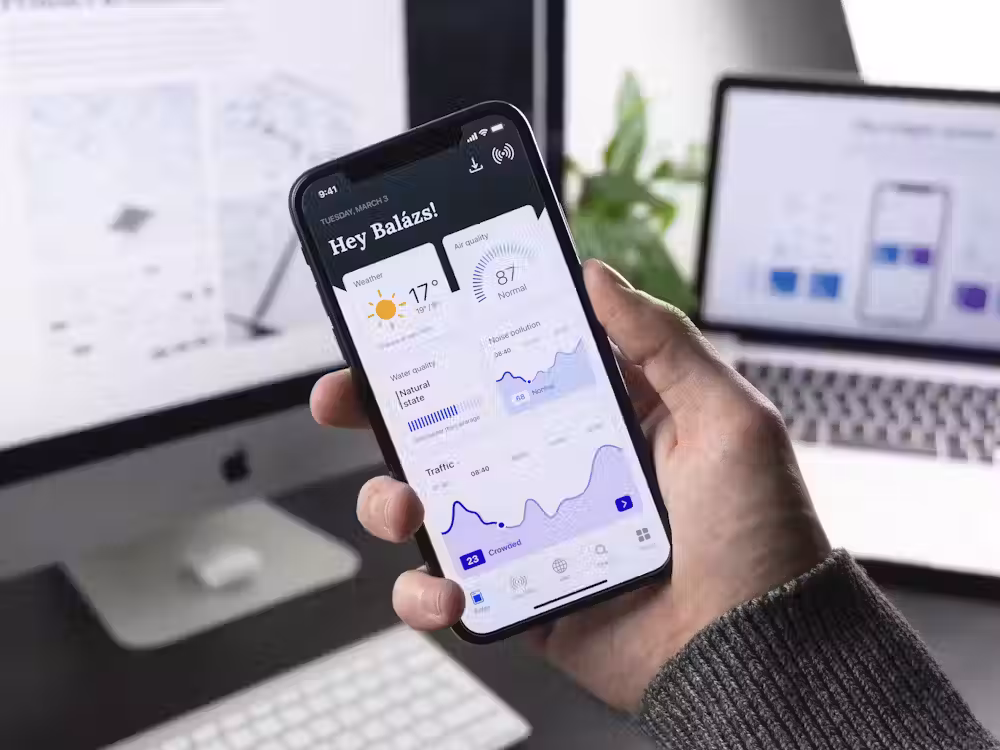 Modern mobile app interface on smartphone